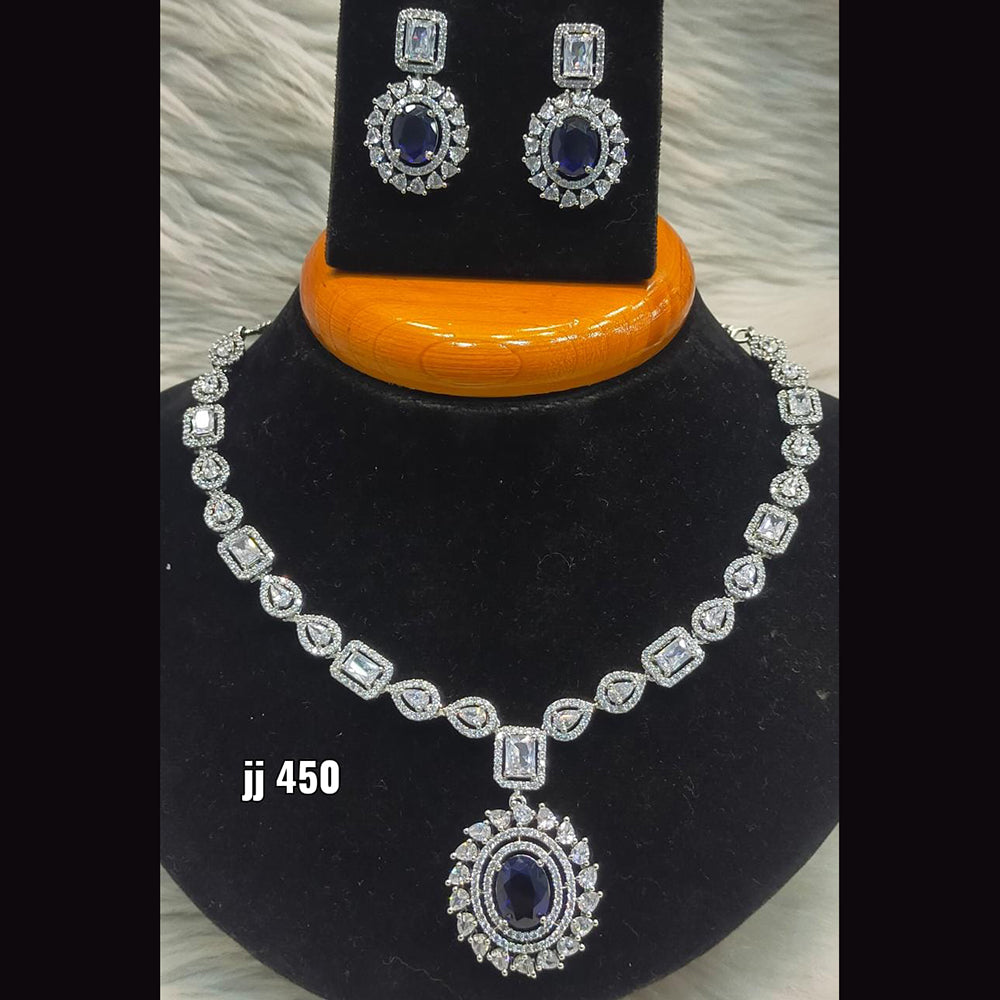 Jain Jewellers American Diamond Necklace Set - 11061502