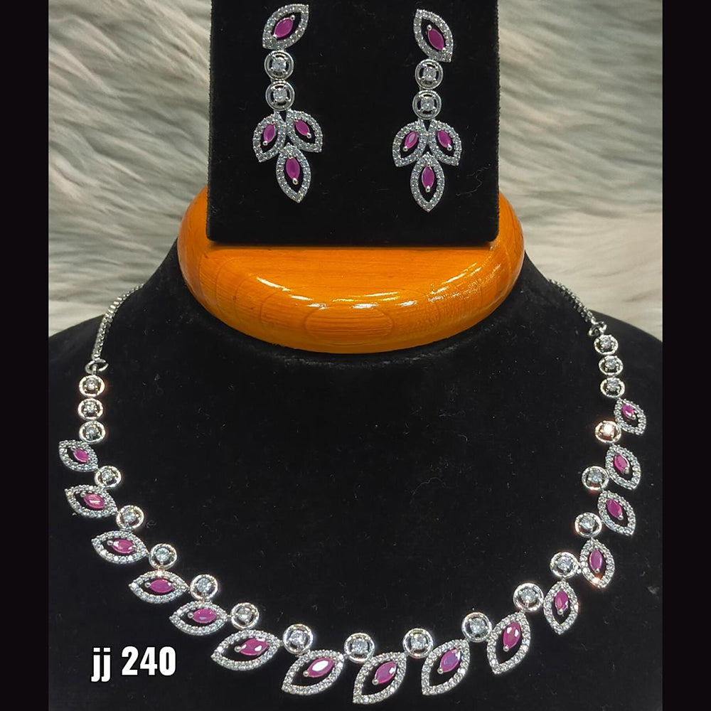 Jain Jewellers American Diamond Necklace Set - 11061506