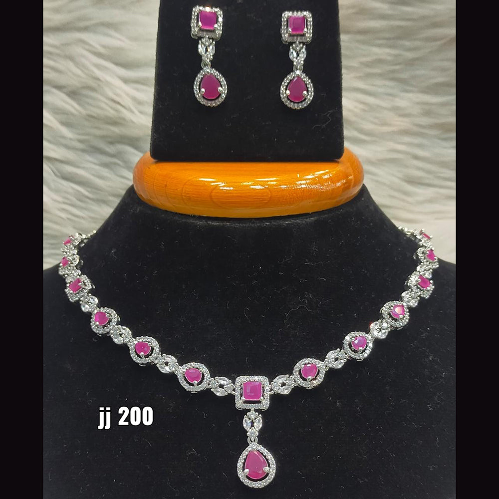 Jain Jewellers American Diamond Necklace Set - 11061507