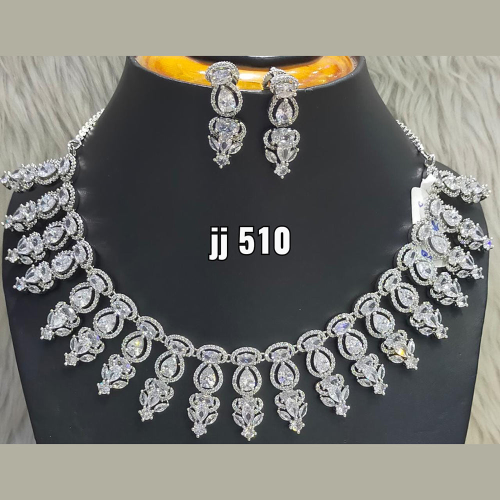 Jain Jewellers American Diamond Necklace Set - 11061555WH