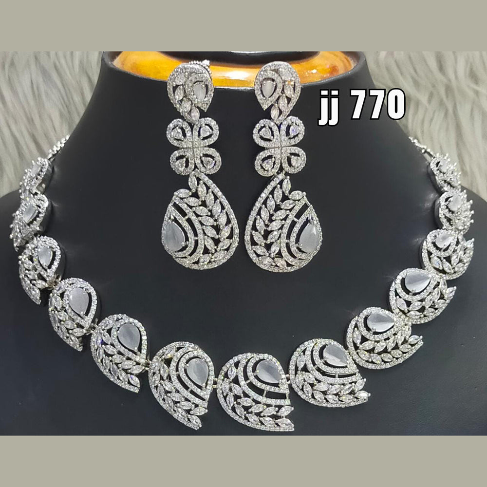 Jain Jewellers American Diamond Necklace Set - 11061561WH