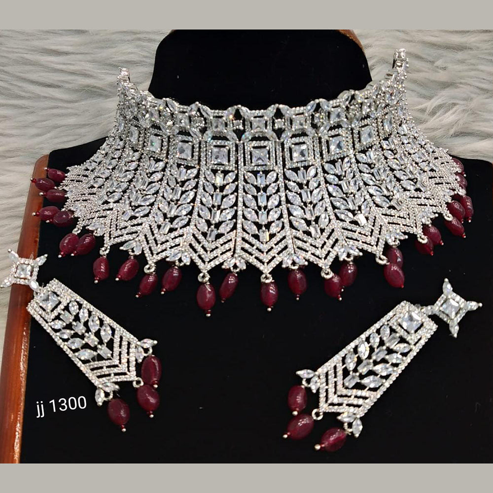 Jain Jewellers American Diamond Necklace Set - 11061591