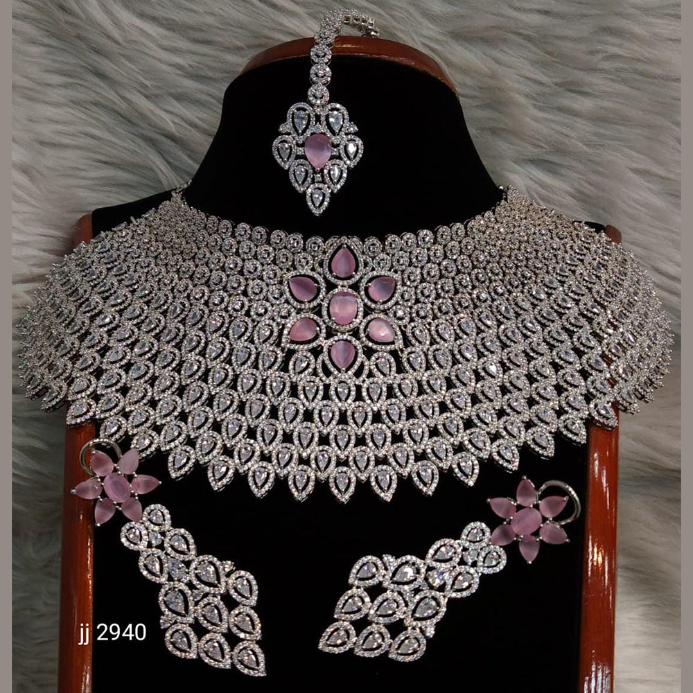 Jain Jewellers American Diamond Necklace Set 11061594 – JewelEMarket