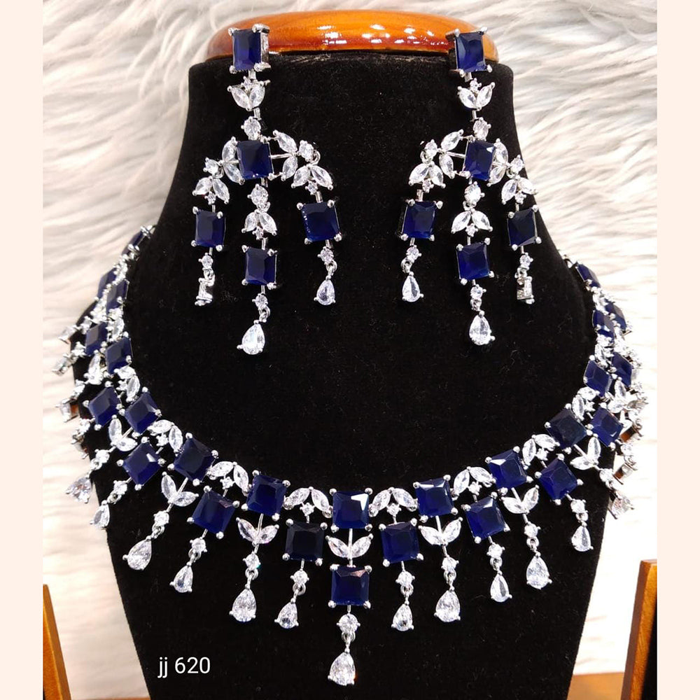 Jain Jewellers American Diamond Necklace Set - 11061603