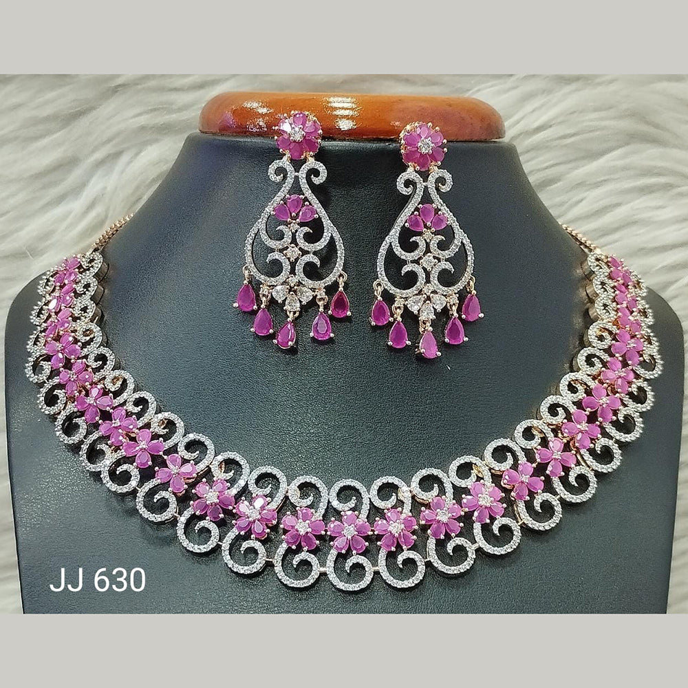 Jain Jewellers American Diamond Necklace Set - 11061619