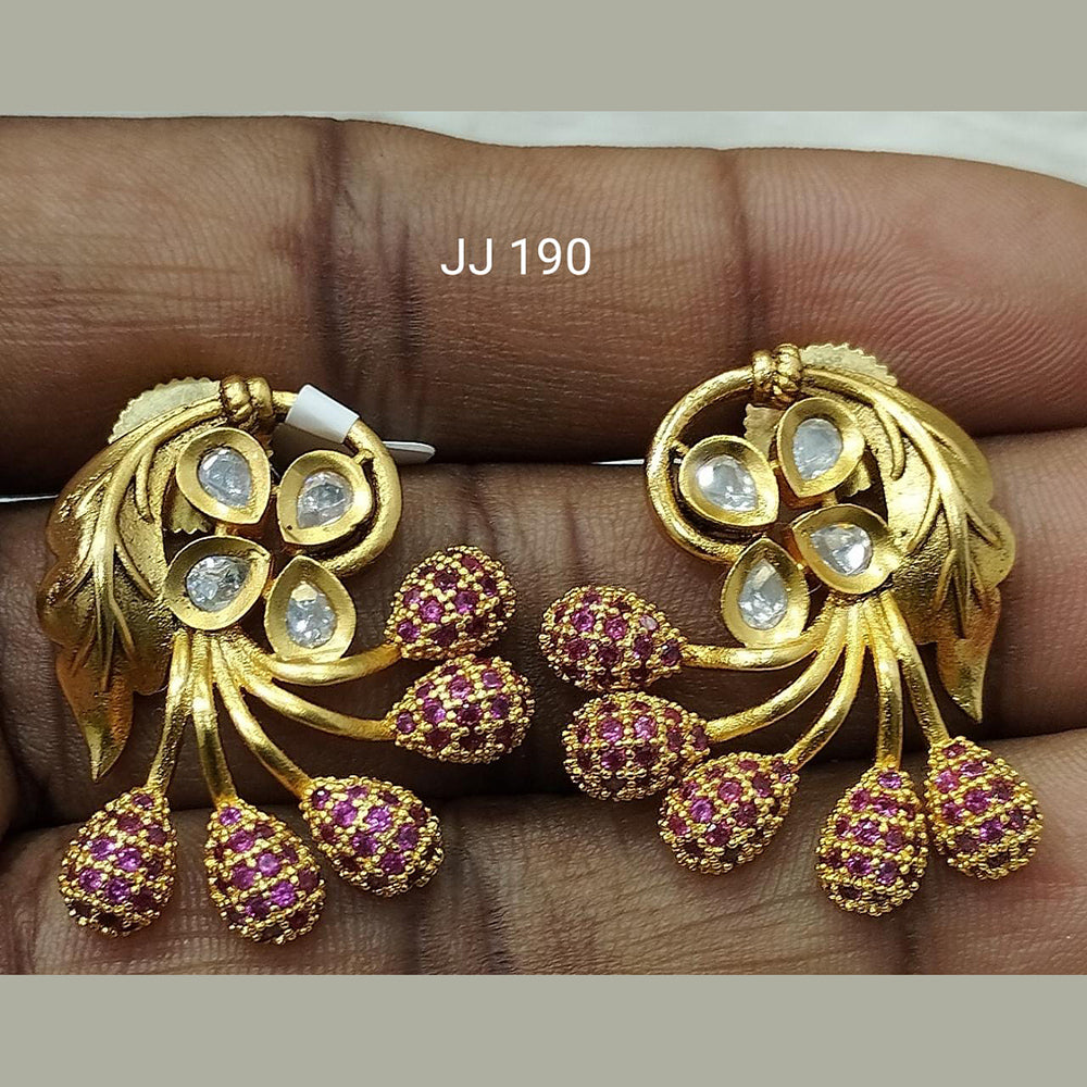 Jain Jewellers Gold Plated Ad Stone Dangler Earrings