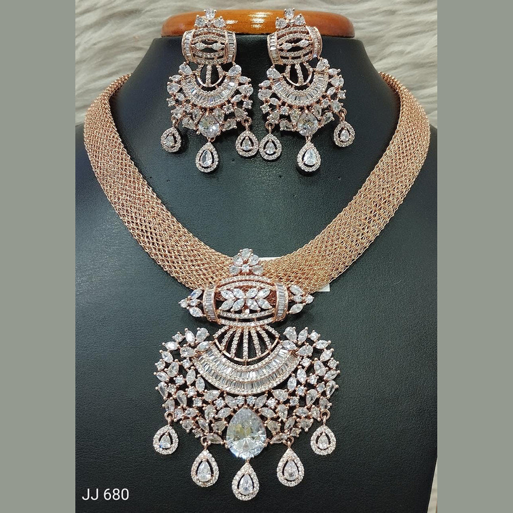 Jain Jewellers American Diamond Necklace Set - 11061698