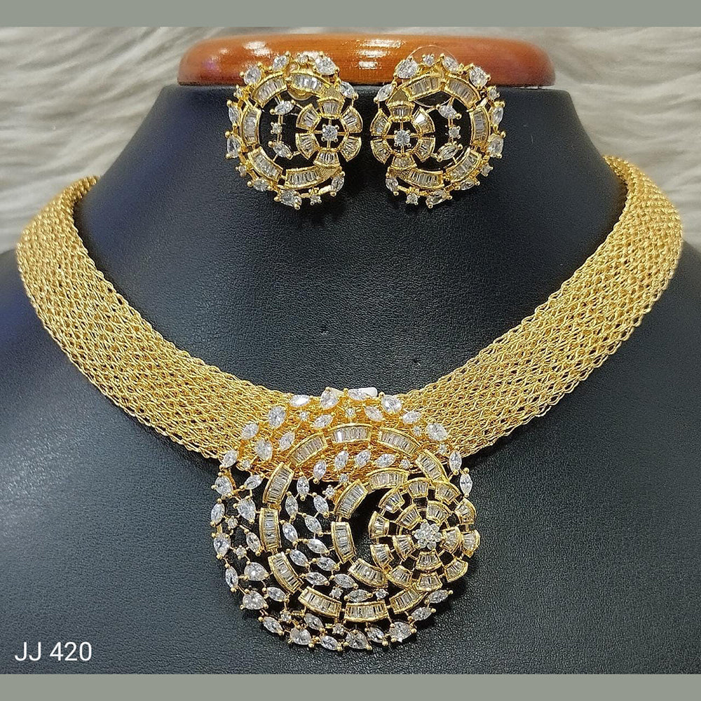 Jain Jewellers American Diamond Necklace Set - 11061707