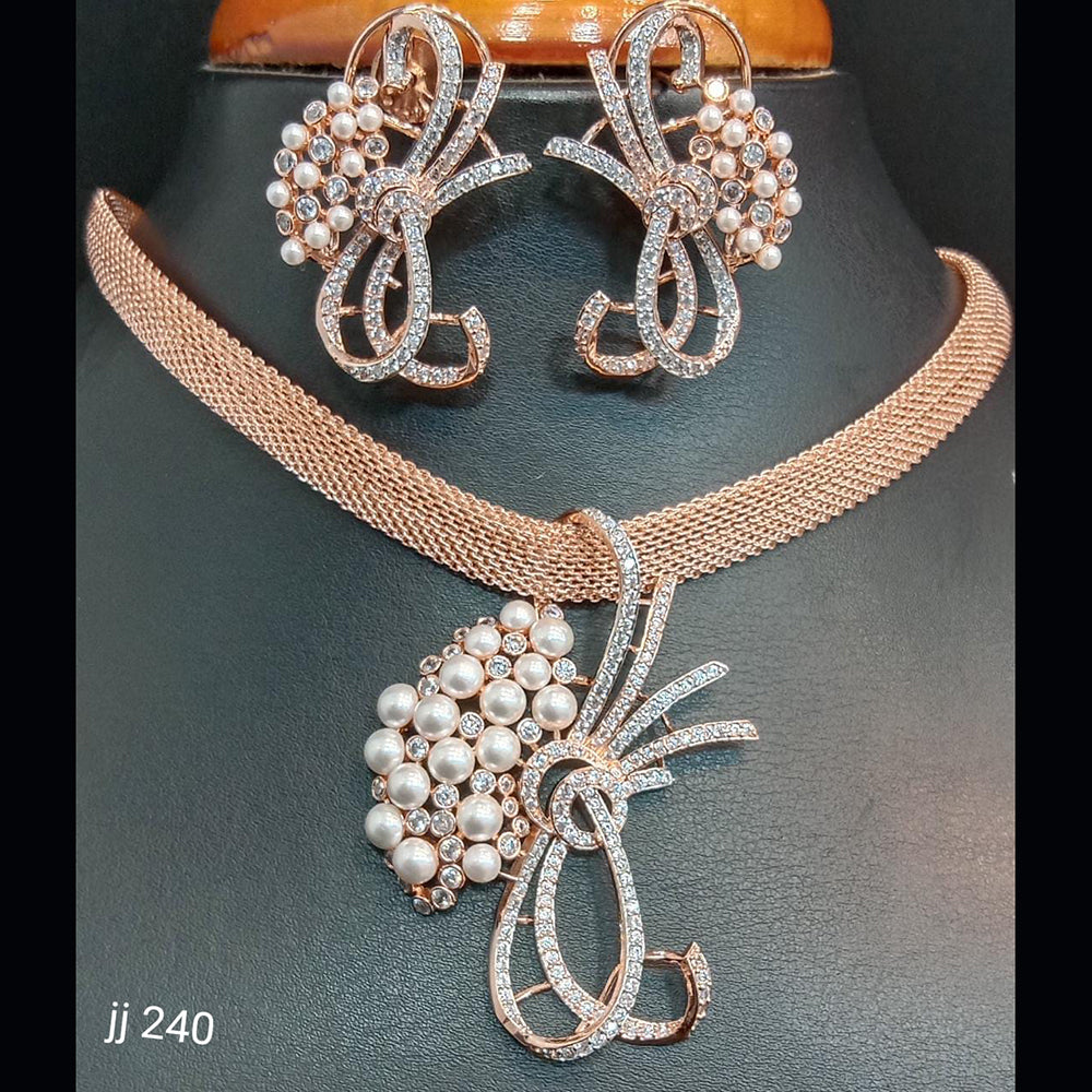 Jain Jewellers American Diamond Necklace Set - 11061738