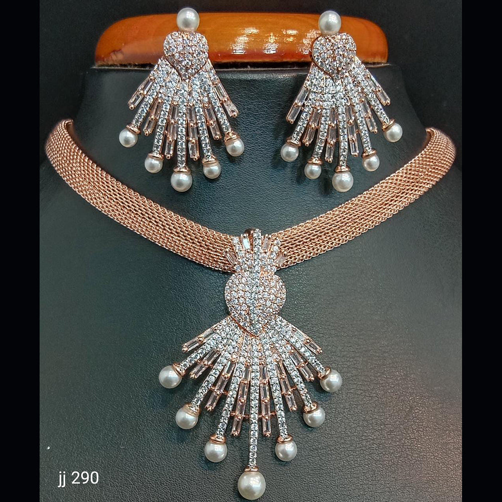 Jain Jewellers American Diamond Necklace Set - 11061739