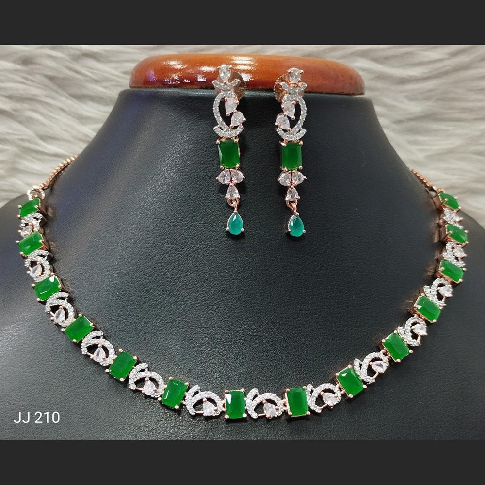 Jain Jewellers American Diamond Necklace Set - 11061759