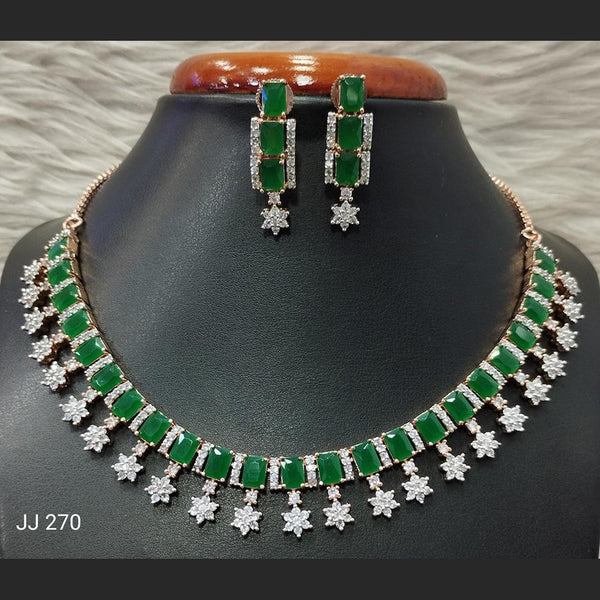 Jain Jewellers American Diamond Necklace Set - 11061760