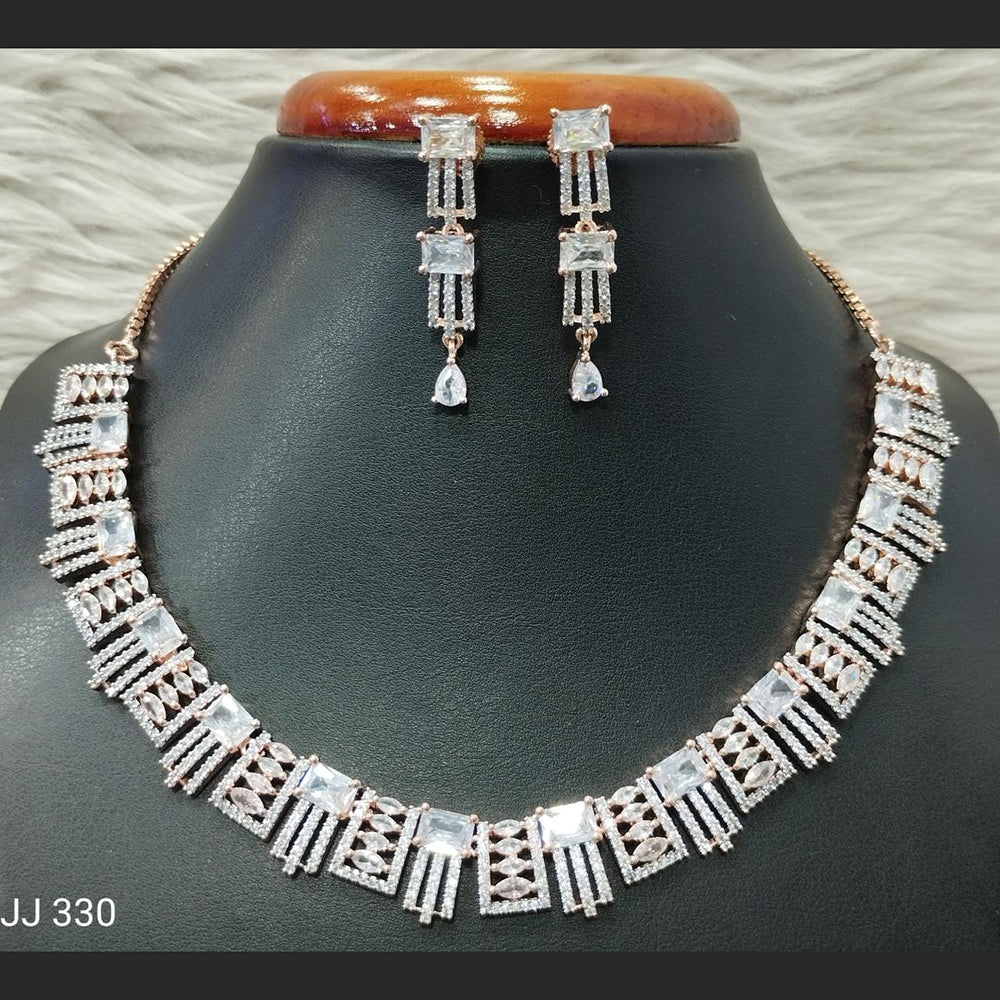 Jain Jewellers American Diamond Necklace Set - 11061761