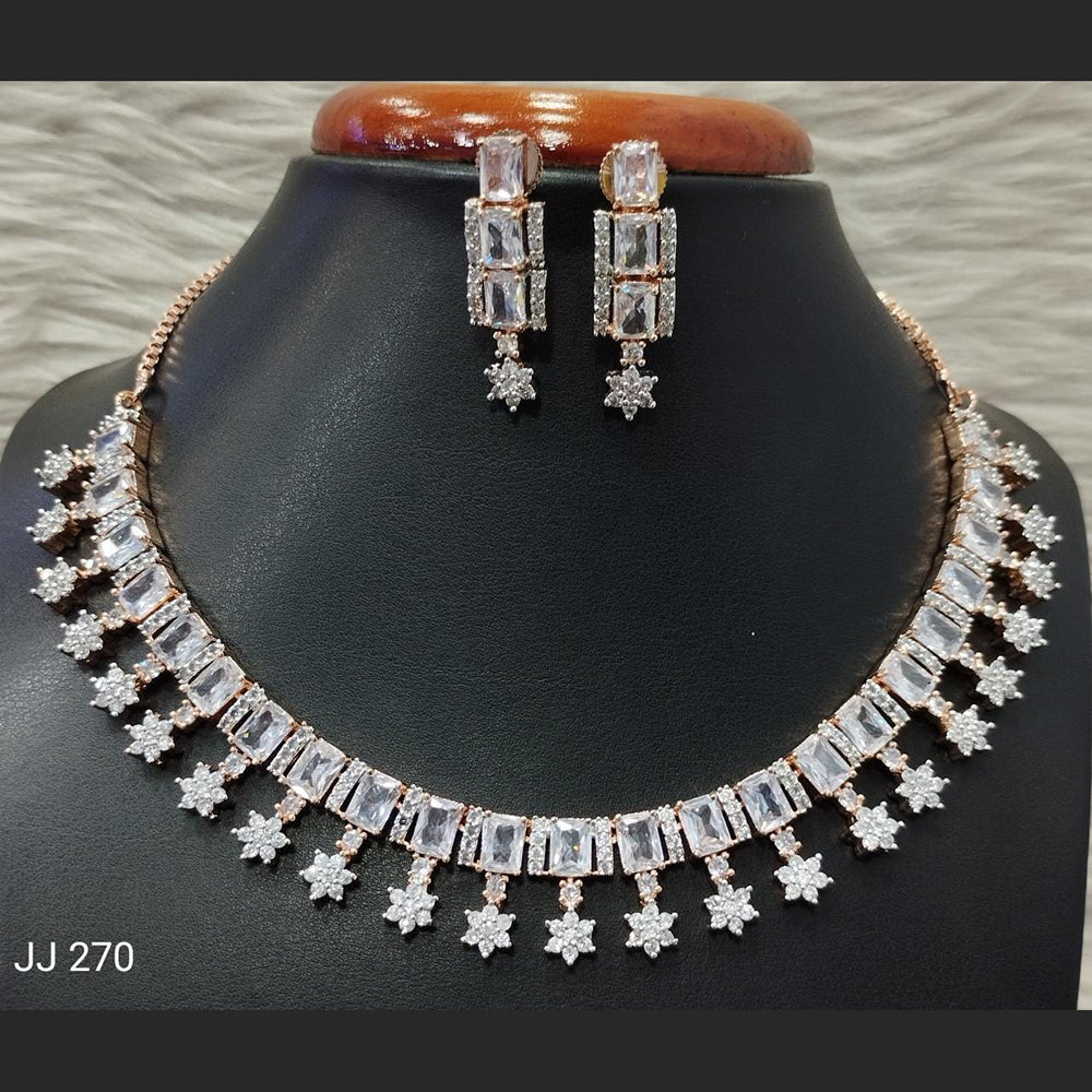 Jain Jewellers American Diamond Necklace Set - 11061763