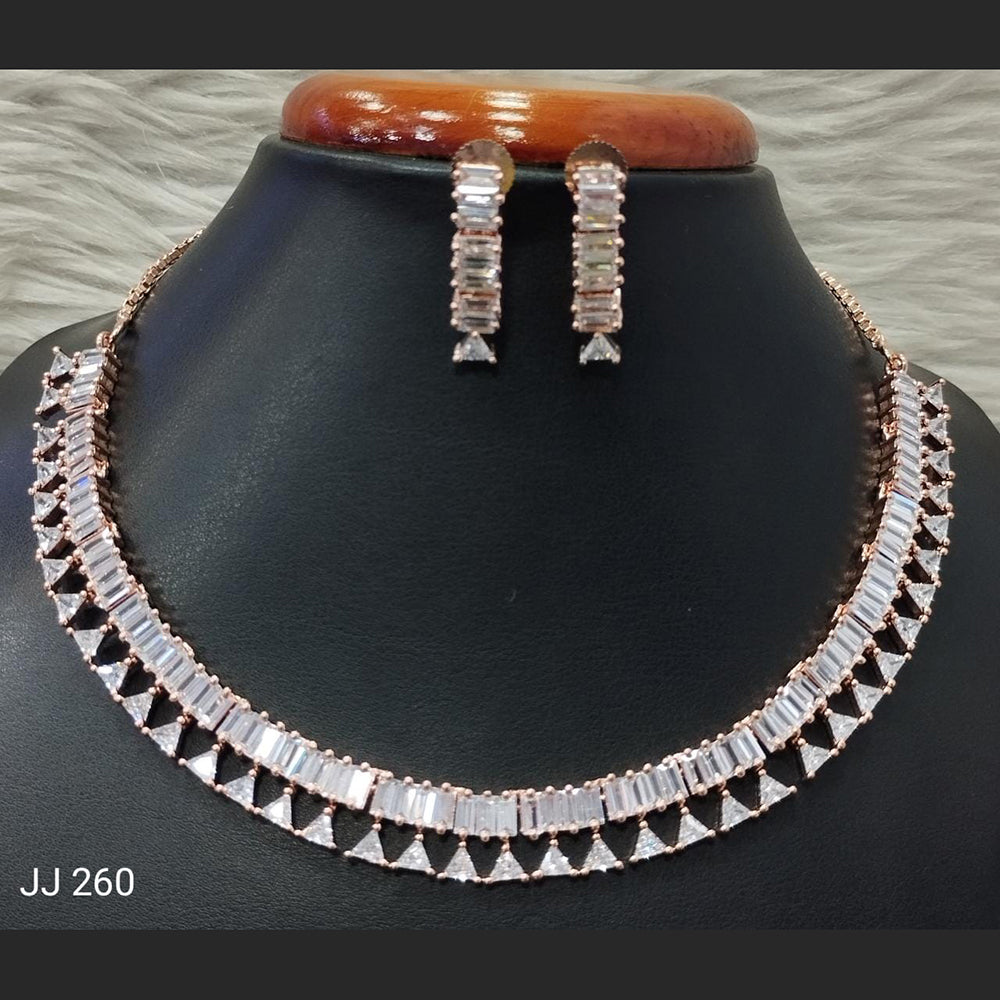 Jain Jewellers American Diamond Necklace Set - 11061769