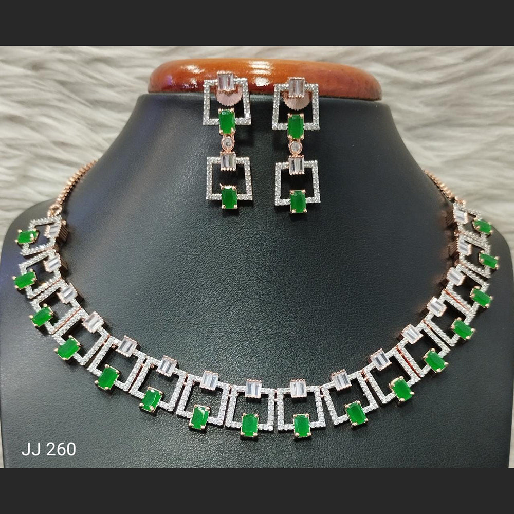 Jain Jewellers American Diamond Necklace Set - 11061772