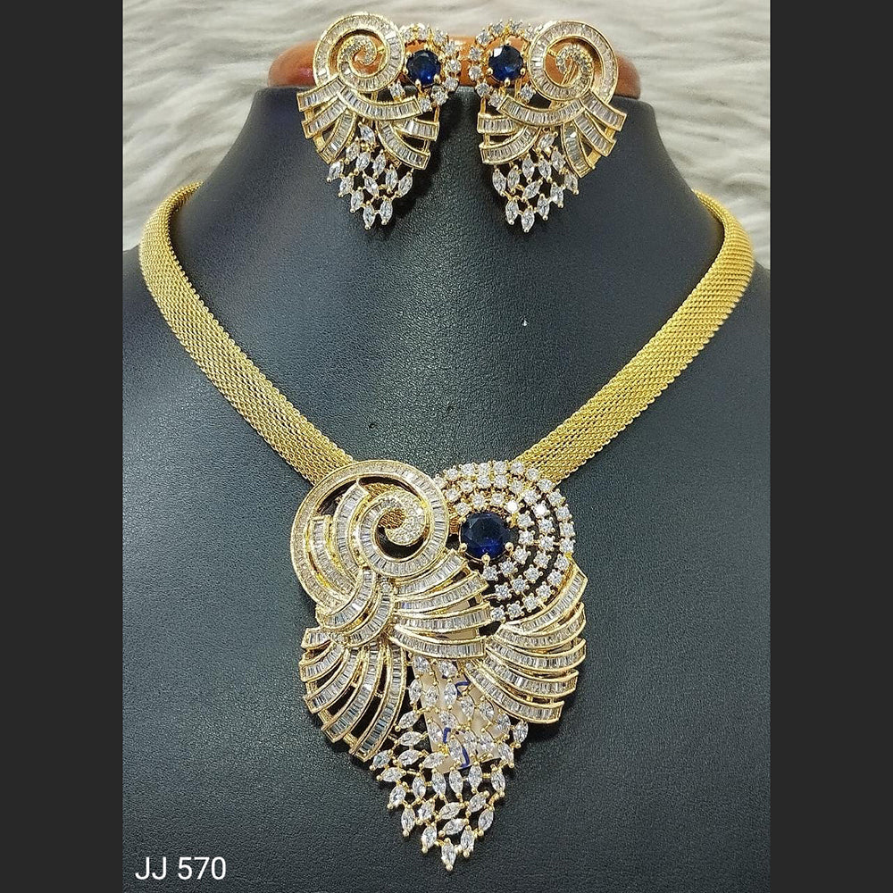 Jain Jewellers American Diamond Necklace Set - 11061776