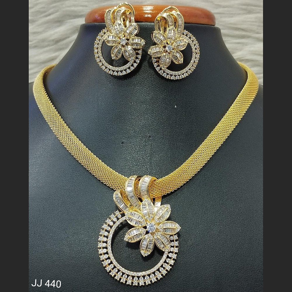Jain Jewellers American Diamond Necklace Set - 11061778