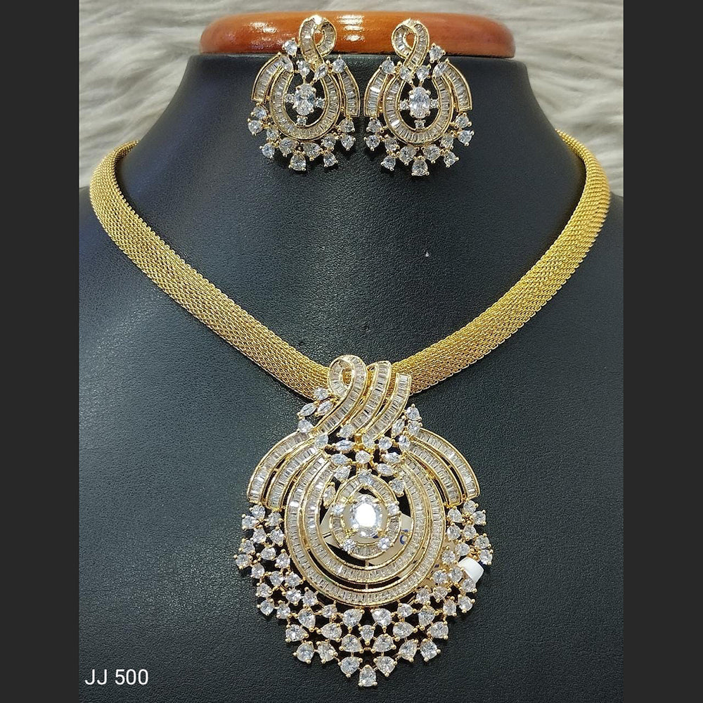 Jain Jewellers American Diamond Necklace Set - 11061779