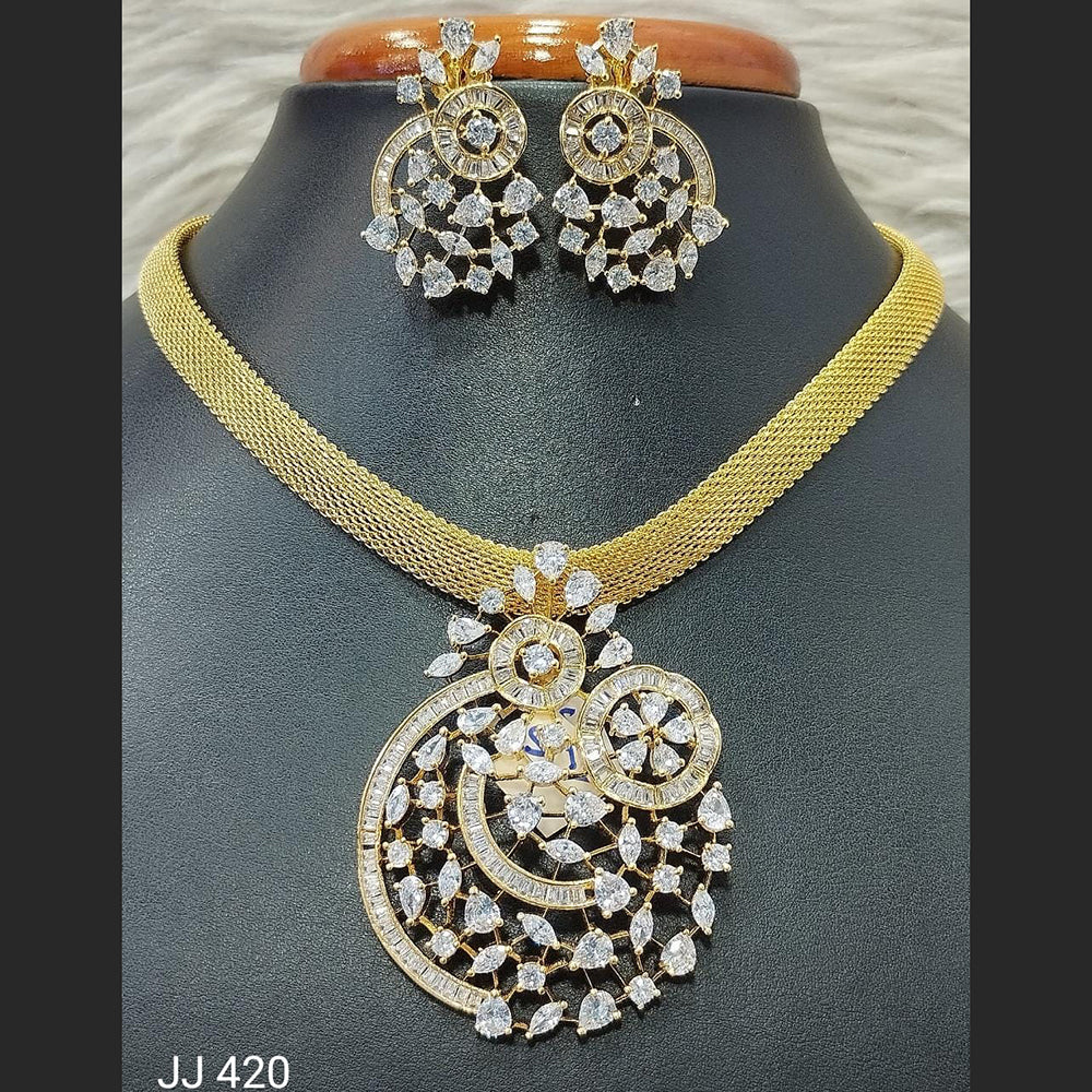 Jain Jewellers American Diamond Necklace Set - 11061780