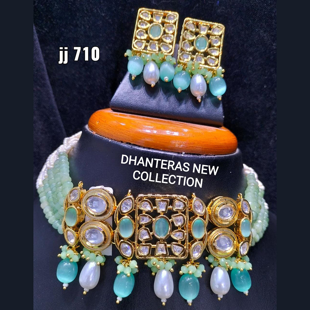 Jain Jewellers Gold Plated Crystal Stone Necklace Set