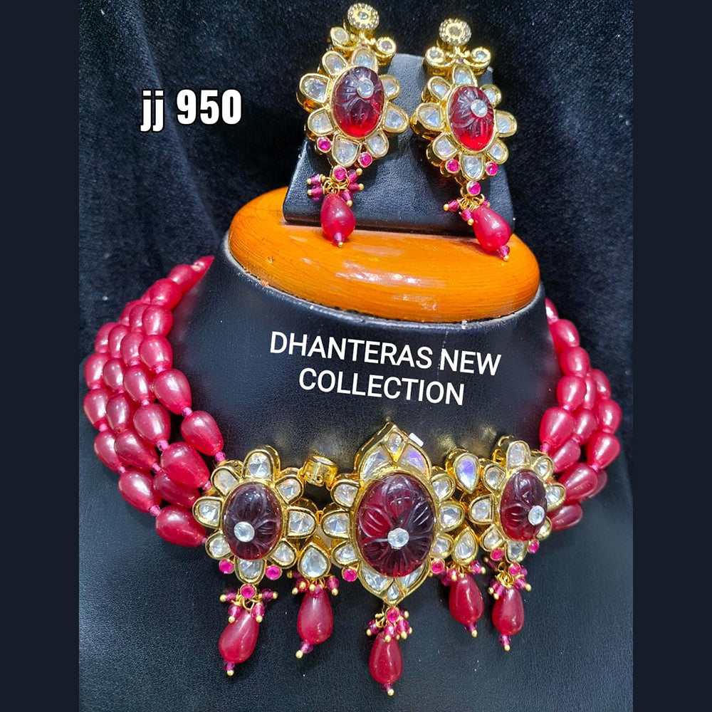 Jain Jewellers Gold Plated Crystal Stone Necklace Set