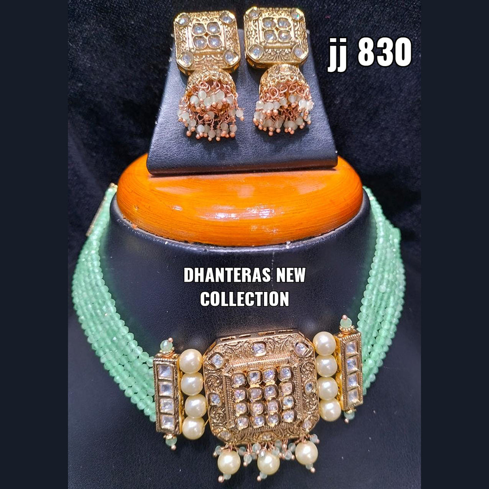 Jain Jewellers Gold Plated Crystal Stone Necklace Set