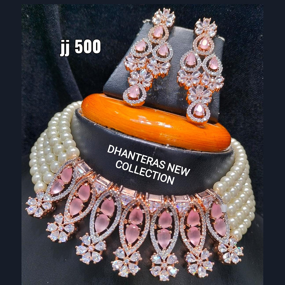 Jain Jewellers Gold Plated Ad Stone Necklace Set