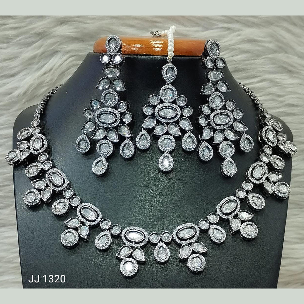 Jain Jewellers Gold Plated Kundan Stone Necklace Set - 11061855