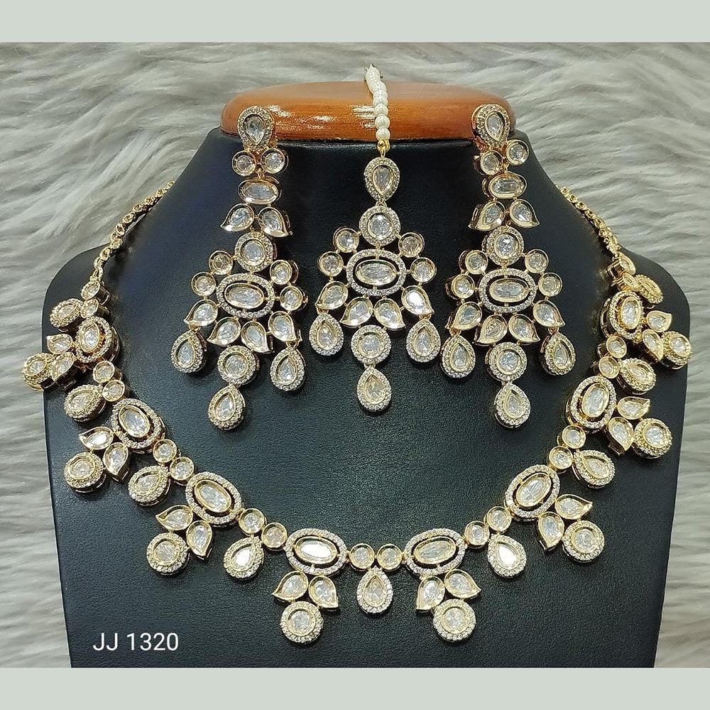 Jain Jewellers Gold Plated Kundan Stone Necklace Set - 11061860