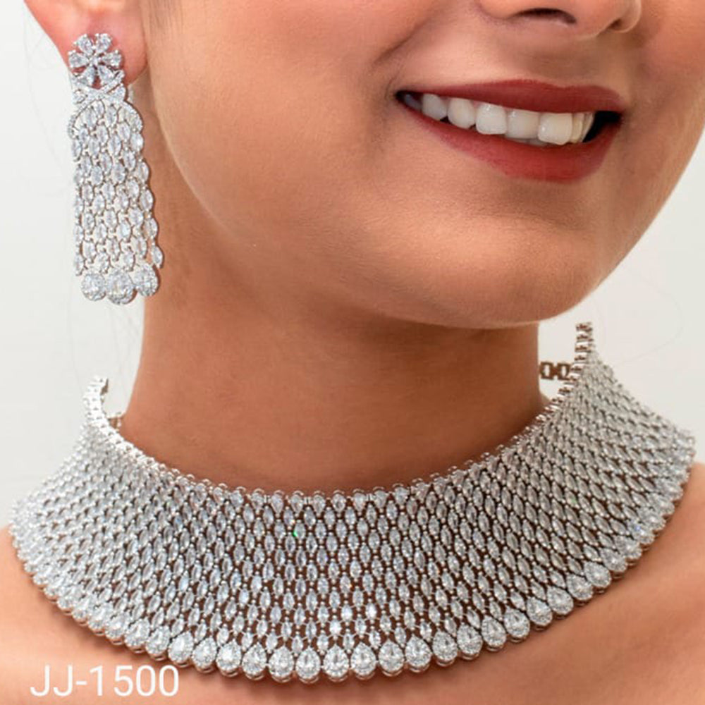 Jain Jewellers American Diamond Jewellery Necklace Set - 11061908
