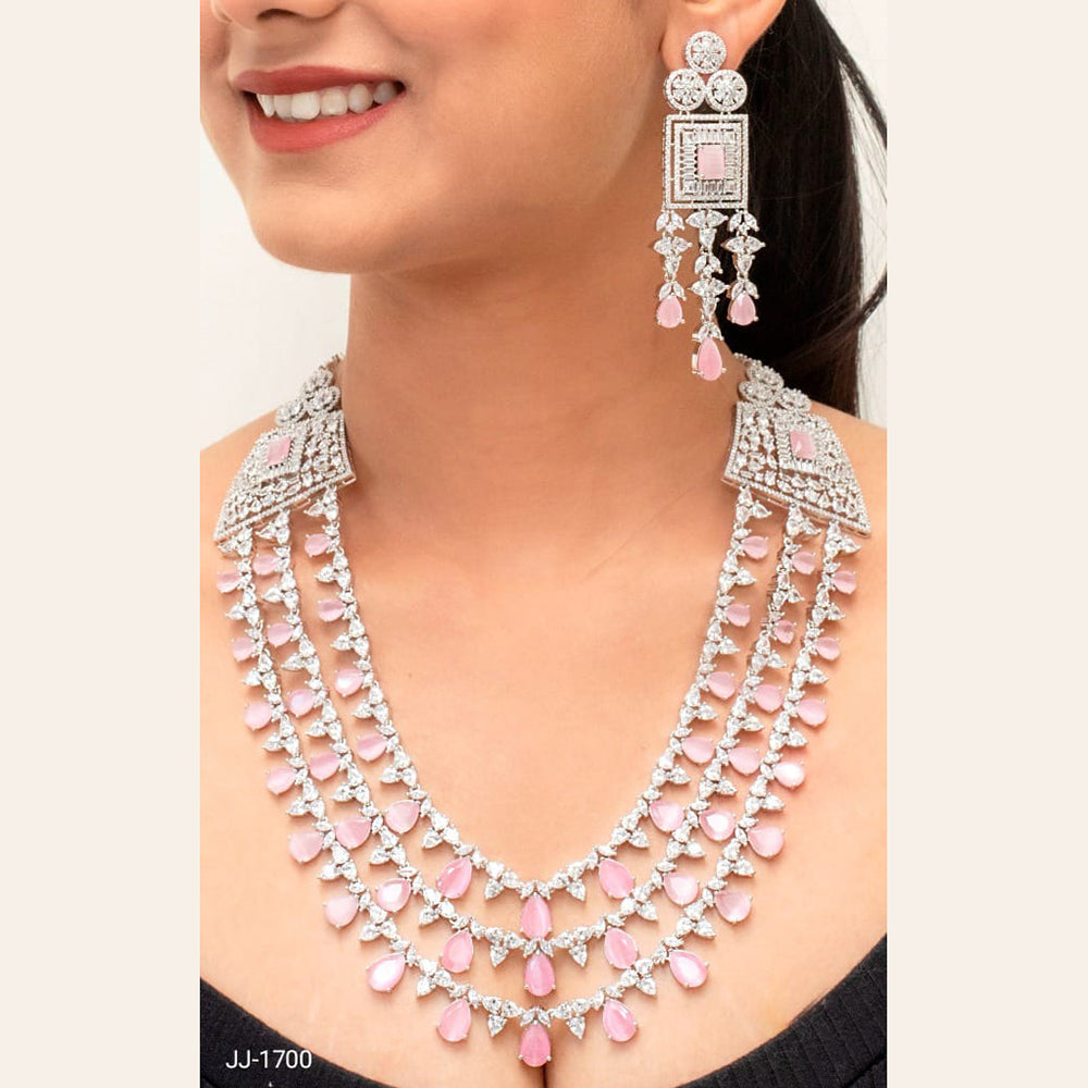 Jain Jewellers American Diamond Jewellery Necklace Set - 11061921