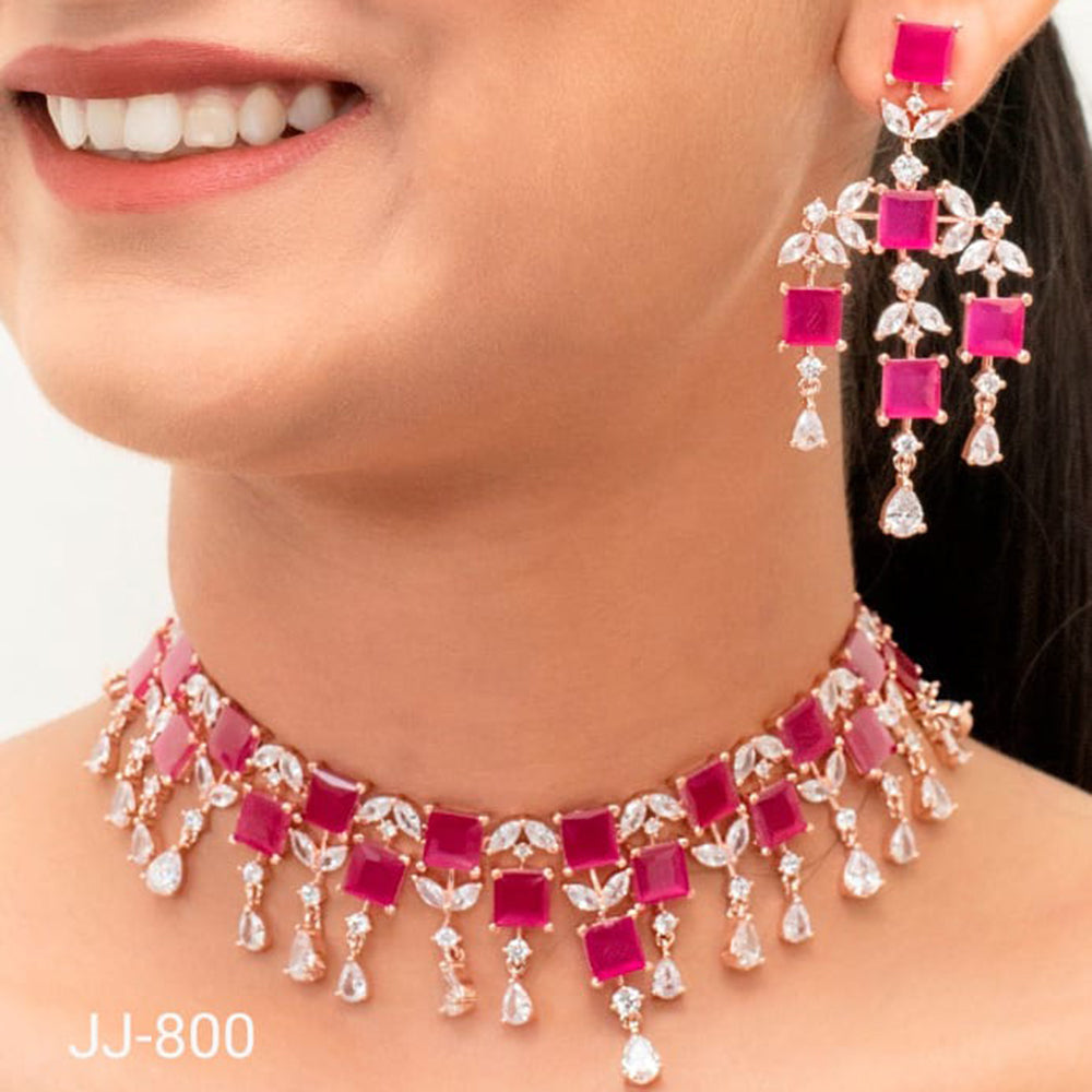 Jain Jewellers American Diamond Jewellery Necklace Set - 11061922