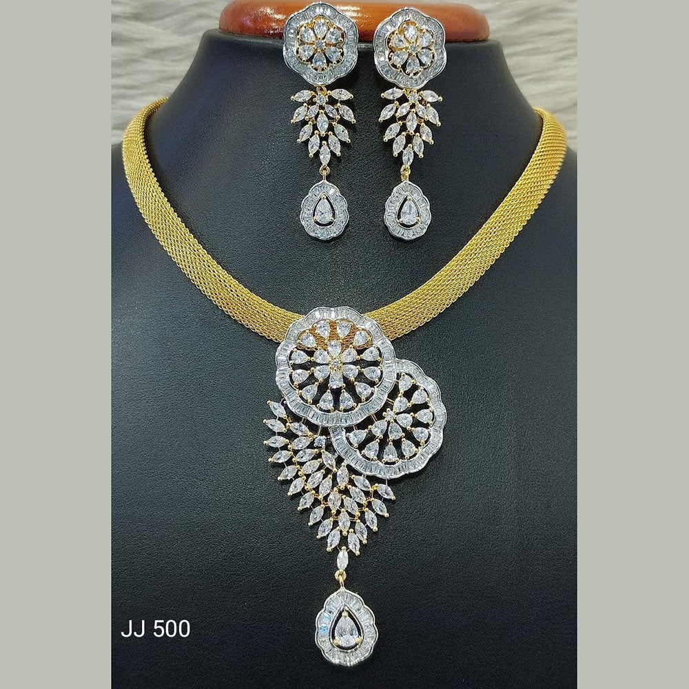 Jain Jewellers American Diamond Necklace Set - 11062035