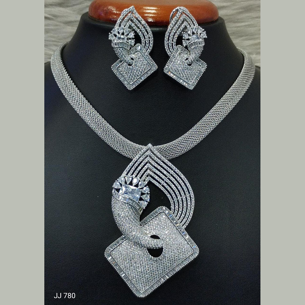 Jain Jewellers American Diamond Necklace Set - 11062037