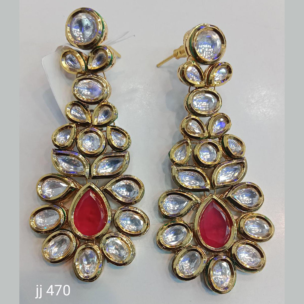 Jain Jewellers Gold Plated Kundan Stone Dangler Earrings