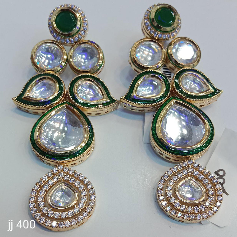 Jain Jewellers Gold Plated Kundan Stone Dangler Earrings