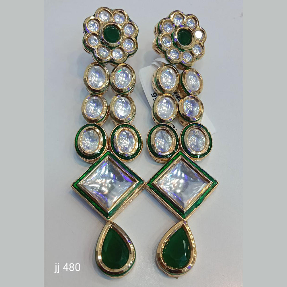 Jain Jewellers Gold Plated Kundan Stone Dangler Earrings