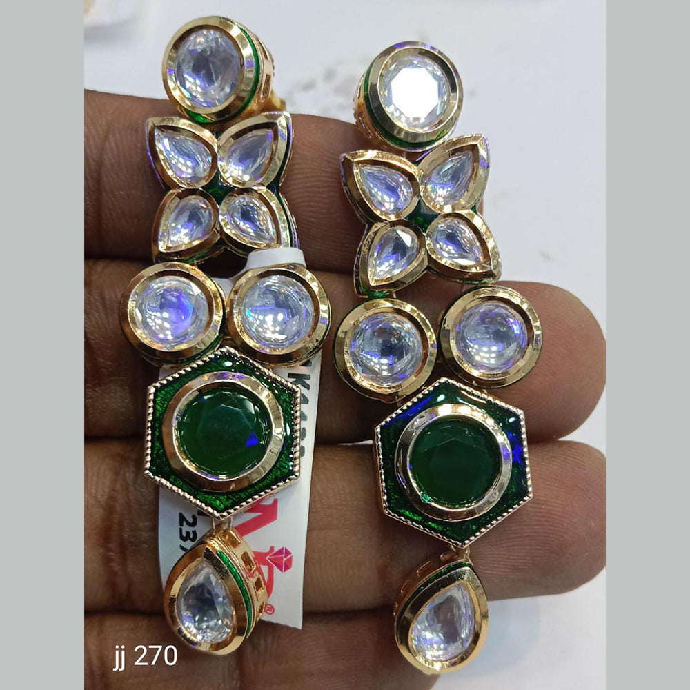 Jain Jewellers Gold Plated Kundan Stone Dangler Earrings