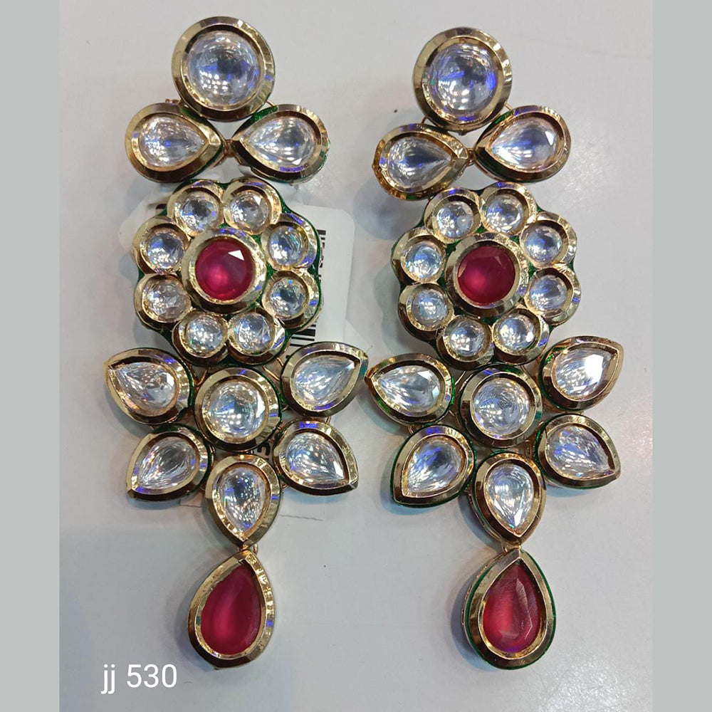 Jain Jewellers Gold Plated Kundan Stone Dangler Earrings