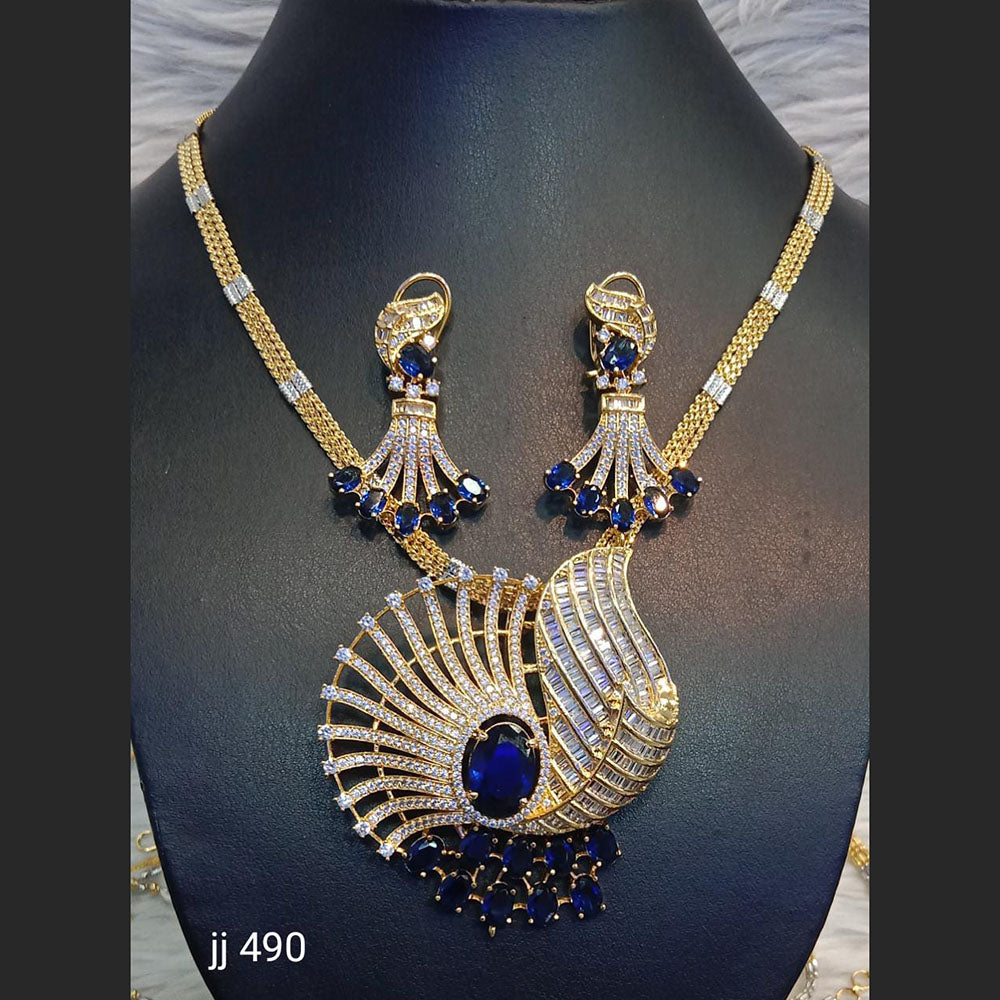 Gold Plated American Diamond Necklace Set - 11062140