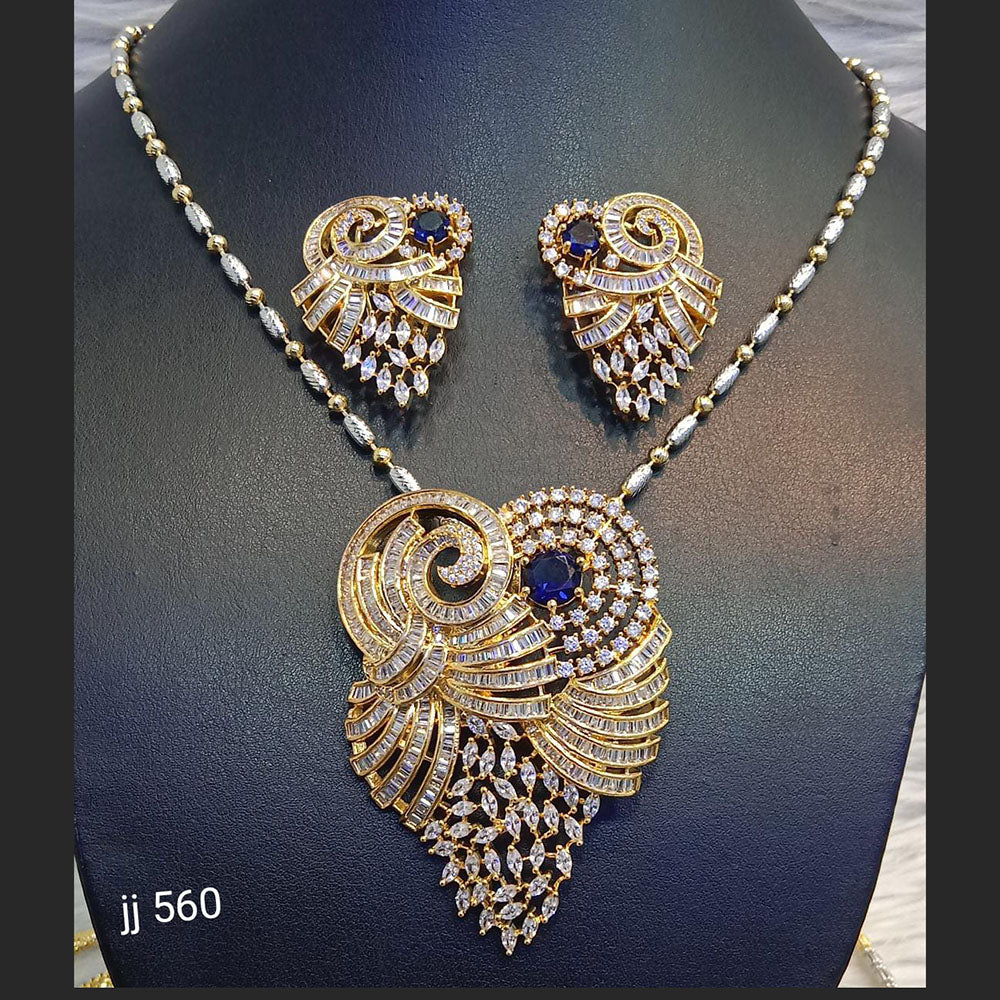 Gold Plated American Diamond Necklace Set - 11062141