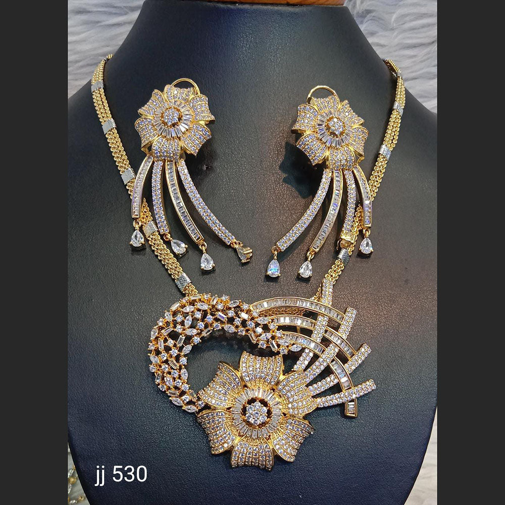 Gold Plated American Diamond Necklace Set - 11062149