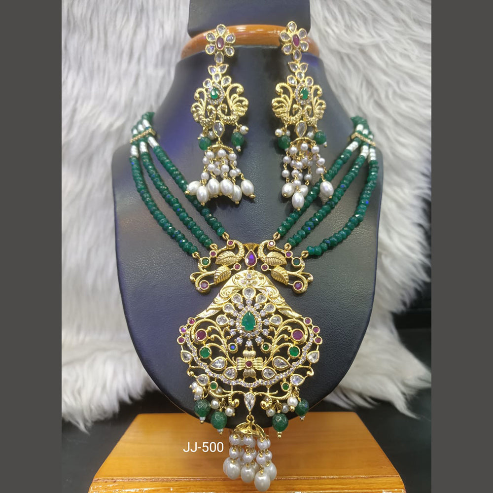 Jain Jewellers Gold Plated American Diamond Necklace Set