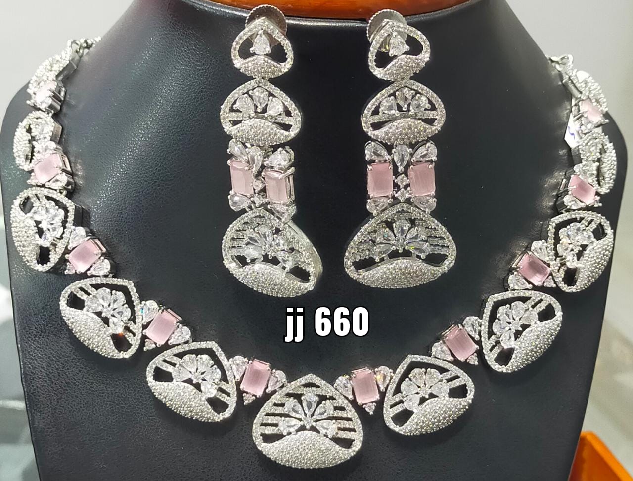 Jain Jewellers American Diamond Necklace Set - 11062301