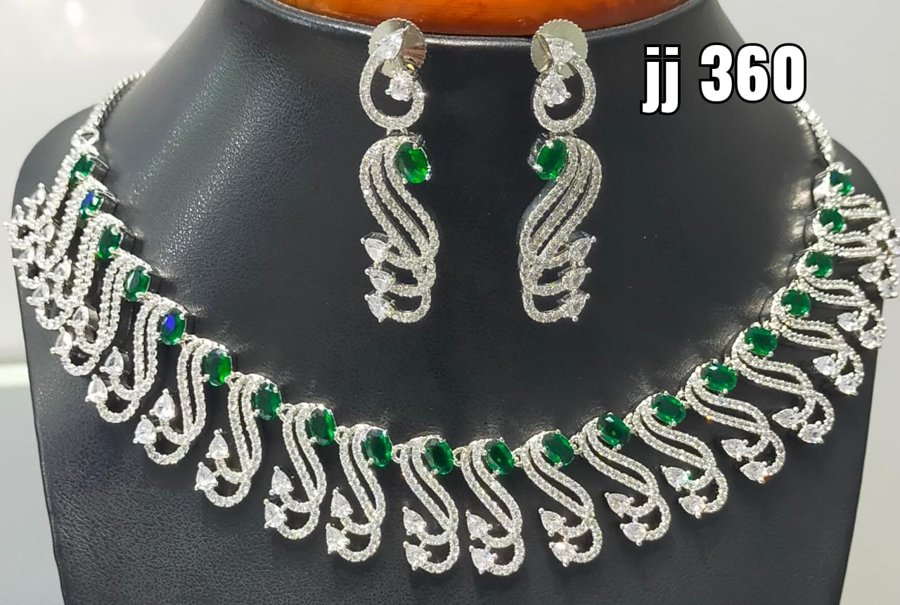 Jain Jewellers American Diamond Necklace Set - 11062310