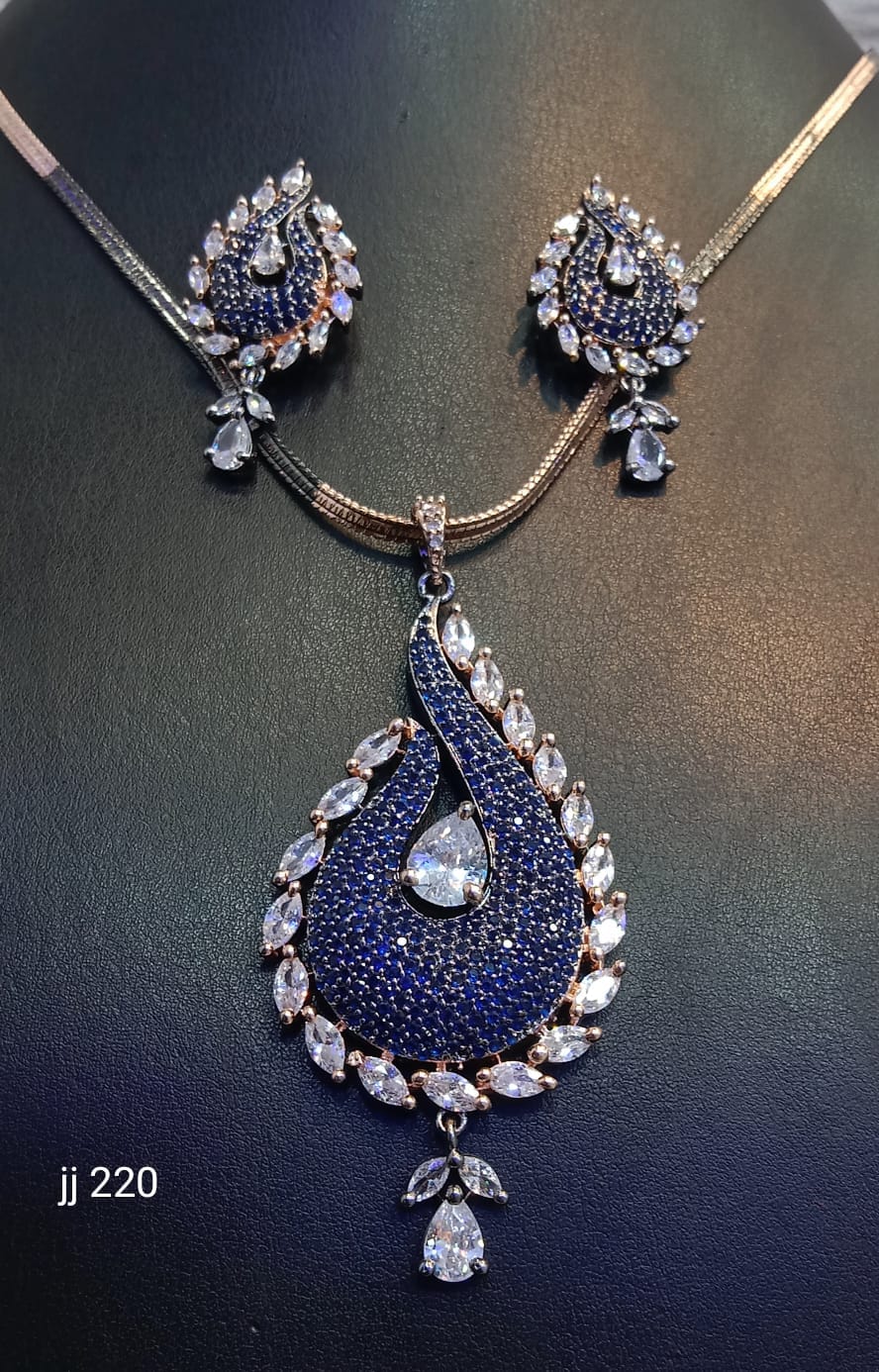 Jain Jewellers American Diamond Pendant Set - 11062316