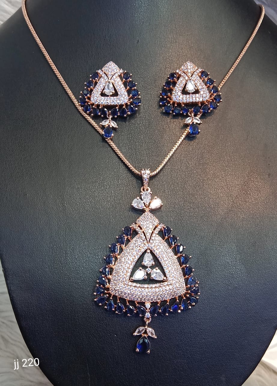 Jain Jewellers American Diamond Pendant Set - 11062321