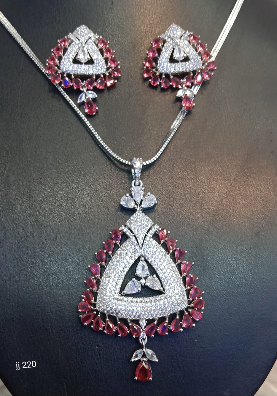 Jain Jewellers American Diamond Pendant Set - 11062322