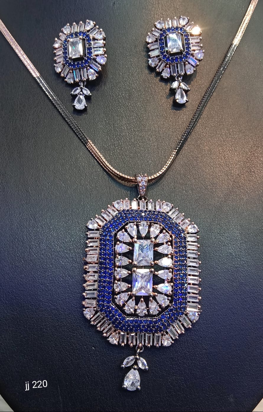 Jain Jewellers American Diamond Pendant Set - 11062326